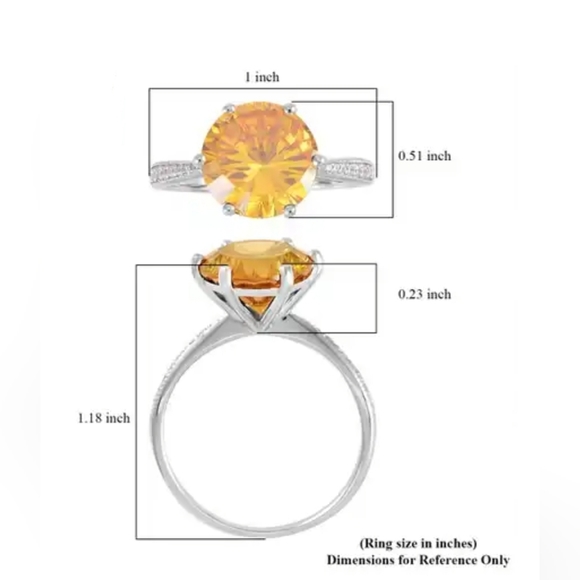 Sale 12cwt Stella Finest Yellow & White CZ Ring in Platinum /Sterling Silver 💛 - Picture 7 of 8